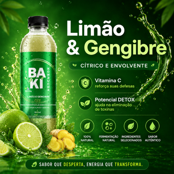 kombucha limão e gengibre